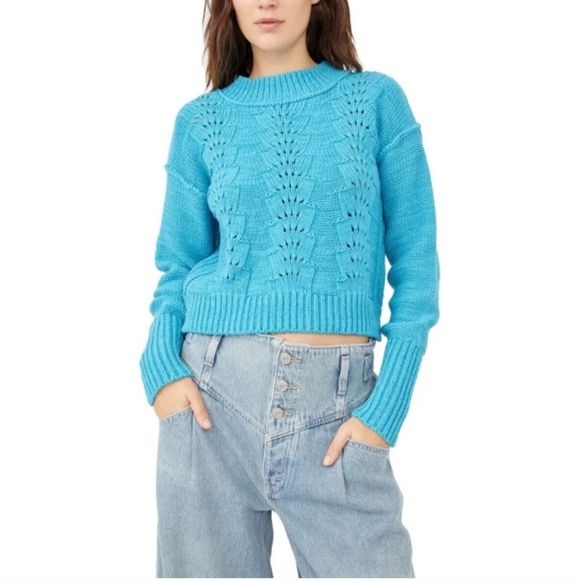 Free People Sweaters - Free People Bell Song Pullover Sweater with Lacy Knit Design